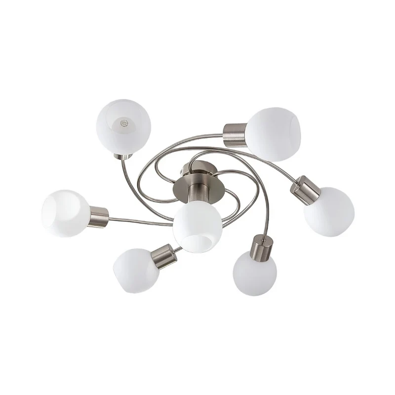 B-Ware Lindby Deckenlampe Deckenleuchte Ciala 7-flg LED Glas Metall nickel E14 weiß129