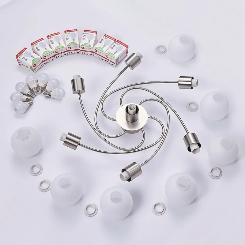 B-Ware Lindby Deckenlampe Deckenleuchte Ciala 7-flg LED Glas Metall nickel E14 weiß129