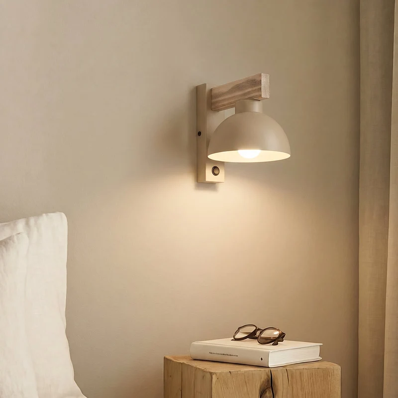 B-Ware Wandleuchte Wandlampe Oslo sandfarben Metall Leuchte Lampe Licht mit Schalter298