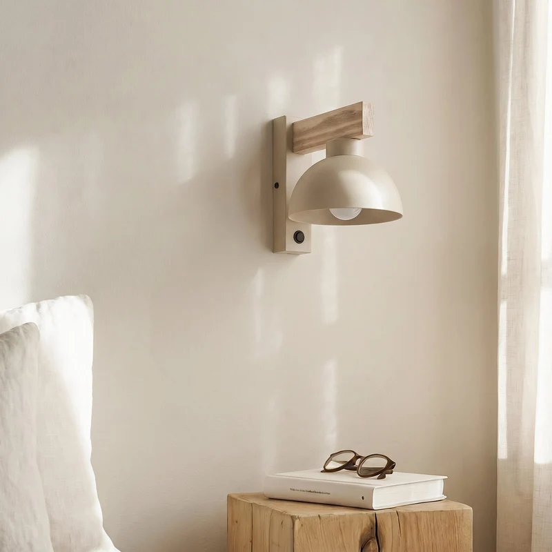 B-Ware Wandleuchte Wandlampe Oslo sandfarben Metall Leuchte Lampe Licht mit Schalter298