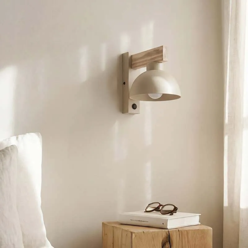 B-Ware Wandleuchte Wandlampe Oslo sandfarben Metall Leuchte Lampe Licht mit Schalter298