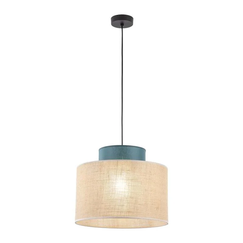 B-Ware Licht Erlebnisse Pendelleuchte Hängeleuchte Duo Juteschirm petrol naturbraun966