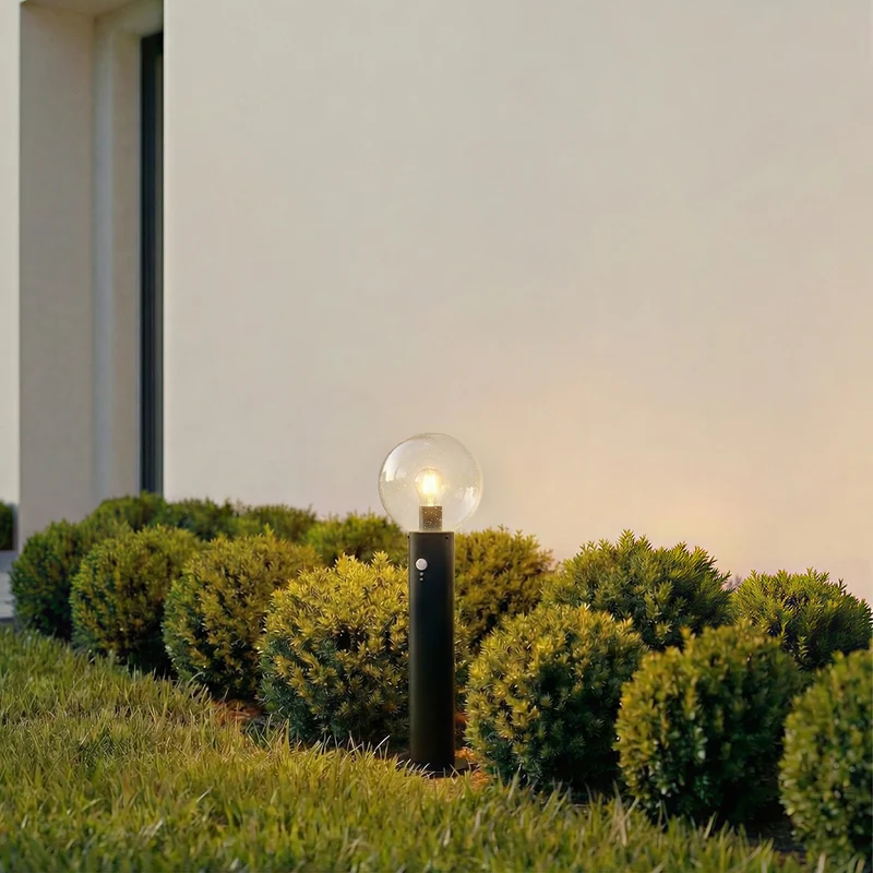 B-Ware Sockelleuchte Außenleuchte Lindby Lampe Dangan Glas Aluminium schwarz Sensor