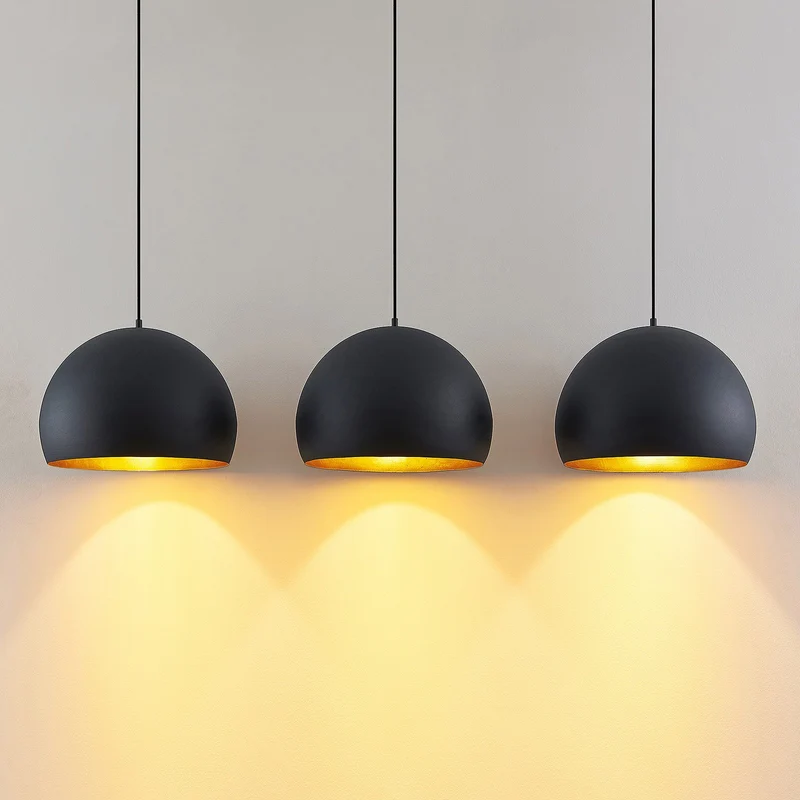 B-Ware Lindby Pendellampe Hängeleuchte Tarjei 146cm schwarz gold Metall SIEHE TEXT/FOTO