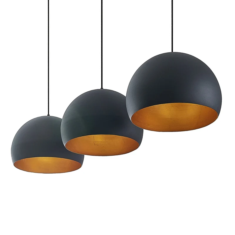 B-Ware Lindby Pendellampe Hängeleuchte Tarjei 146cm schwarz gold Metall SIEHE TEXT/FOTO