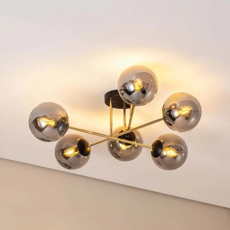 B-Ware Deckenleuchte Lampe Euluna Glassy Deckenlampe rauchgrau transparent gold Glas