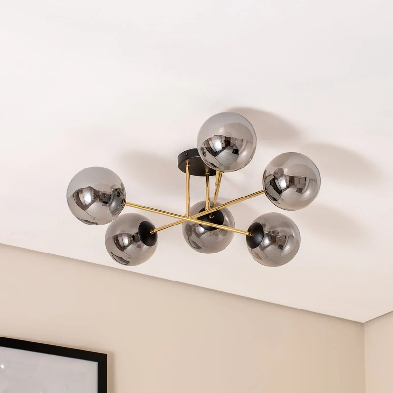 B-Ware Deckenleuchte Lampe Euluna Glassy Deckenlampe rauchgrau transparent gold Glas
