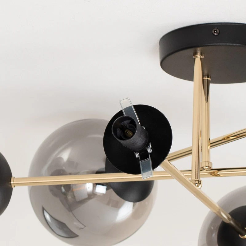 B-Ware Deckenleuchte Lampe Euluna Glassy Deckenlampe rauchgrau transparent gold Glas