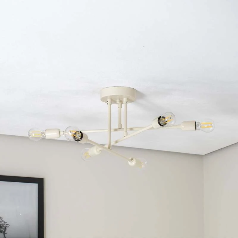 B-Ware Opviq Flower Deckenleuchte Lampe LED cremeweiß Metall sechsflammig IP20 E27876