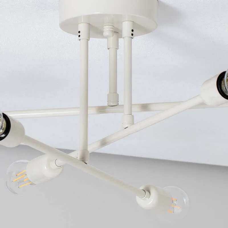 B-Ware Opviq Flower Deckenleuchte Lampe LED cremeweiß Metall sechsflammig IP20 E27876