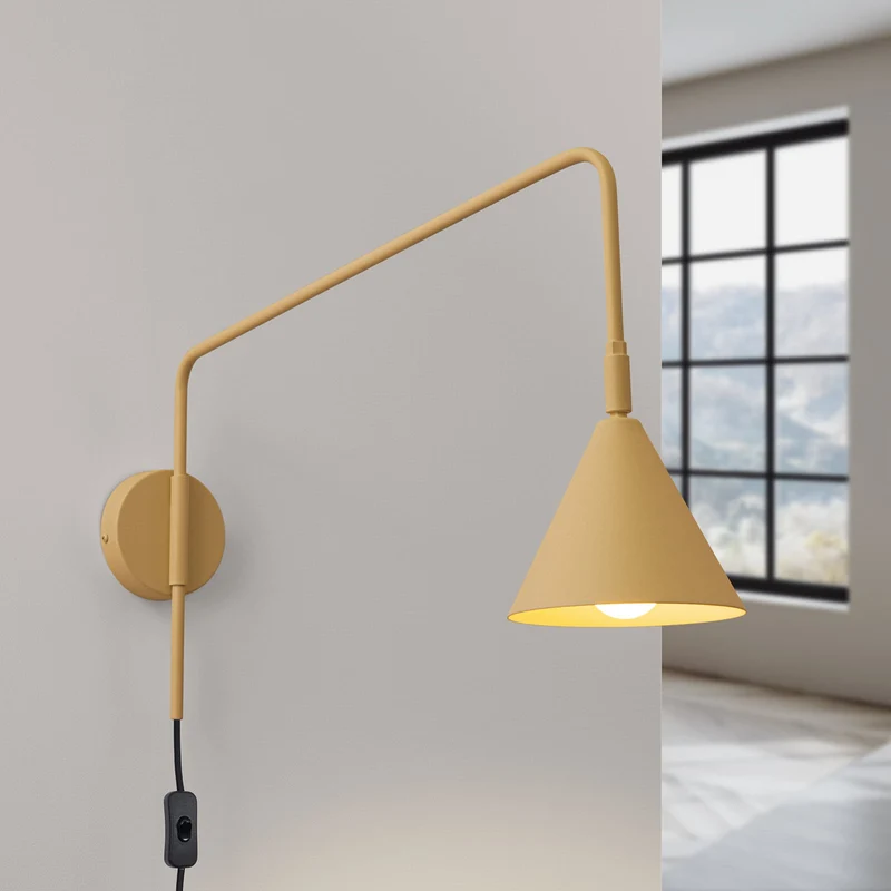 B-Ware Wandleuchte Wandlampe Lys goldfarben Stahl E14 LED Stecker Schalter Kabel Lampe