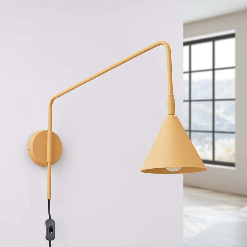 B-Ware Wandleuchte Wandlampe Lys goldfarben Stahl E14 LED Stecker Schalter Kabel Lampe
