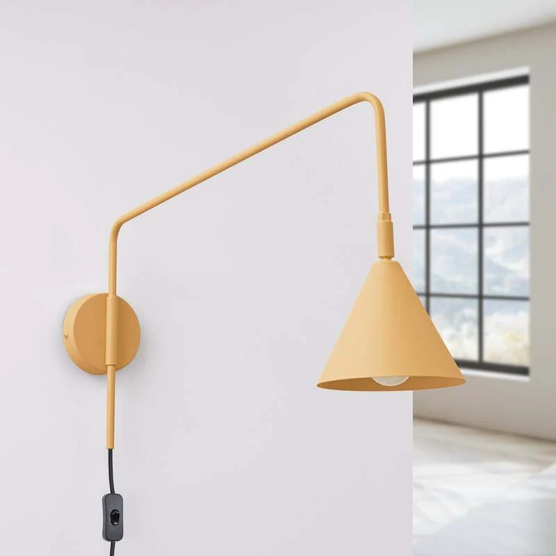 B-Ware Wandleuchte Wandlampe Lys goldfarben Stahl E14 LED Stecker Schalter Kabel Lampe
