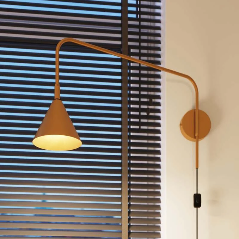 B-Ware Wandleuchte Wandlampe Lys goldfarben Stahl E14 LED Stecker Schalter Kabel Lampe