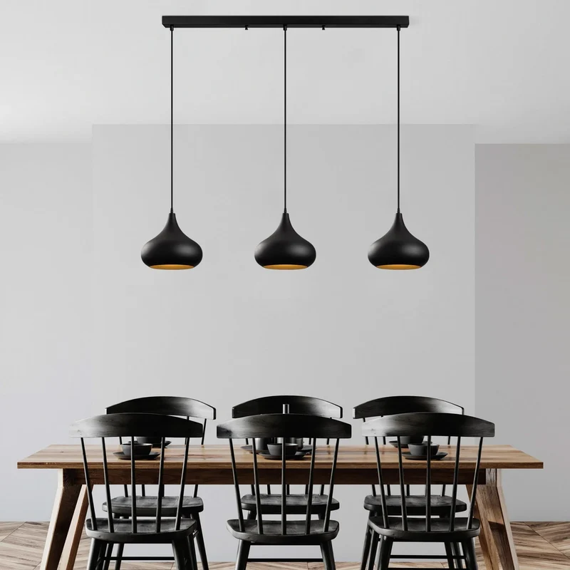 B-Ware Opviq Hängeleuchte Pendelleuchte Muba schwarz Metall Länge 120 cm616