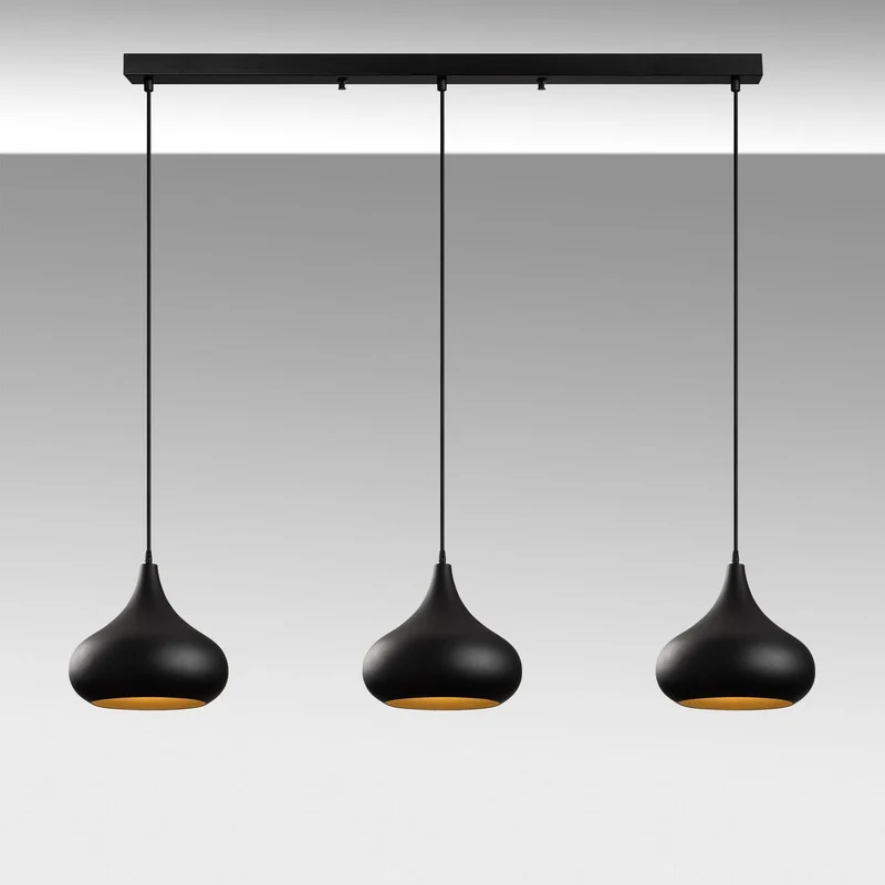 B-Ware Opviq Hängeleuchte Pendelleuchte Muba schwarz Metall Länge 120 cm616
