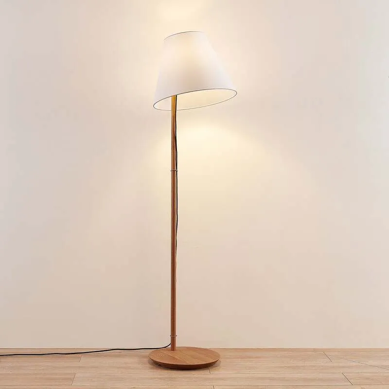 B-Ware Lucande Stehleuchte Jinda LED Lampe Leuchte E27 weiß Holz 160cm Höhe 40cm