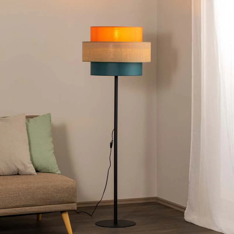 B-Ware TK Lighting Stehleuchte Trio Juteschirm orange naturbraun E27 Lampe Leuchte