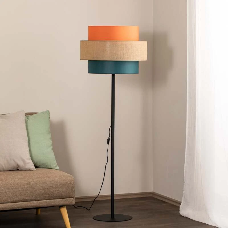 B-Ware TK Lighting Stehleuchte Trio Juteschirm orange naturbraun E27 Lampe Leuchte