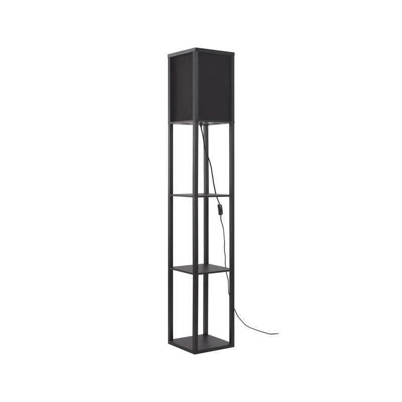 B-Ware Lindby Stehleuchte Birta Regal Lampe LED Holz schwarz 159cm Höhe Ablageflächen