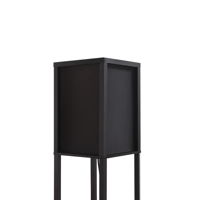 B-Ware Lindby Stehleuchte Birta Regal Lampe LED Holz schwarz 159cm Höhe Ablageflächen