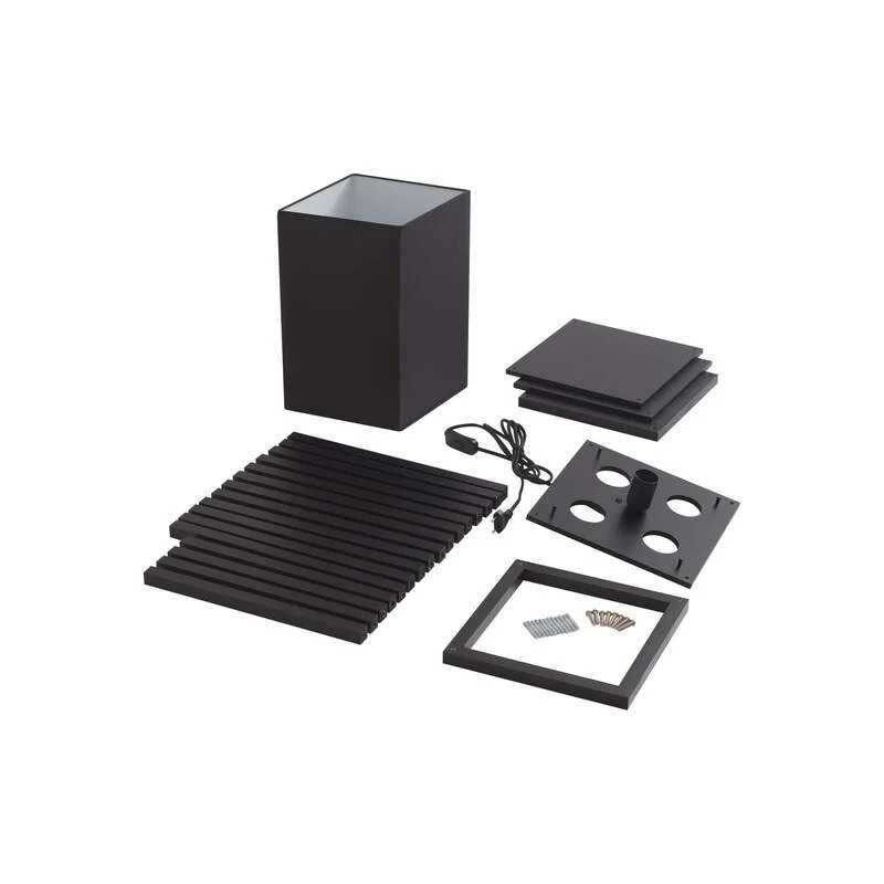 B-Ware Lindby Stehleuchte Birta Regal Lampe LED Holz schwarz 159cm Höhe Ablageflächen