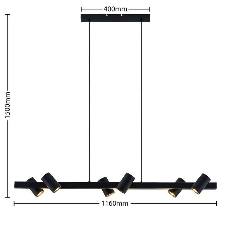B-Ware Lindby Hängeleuchte Savoli LED Pendelleuchte dimmbar schwarz 116cm 6-flg. Lampe