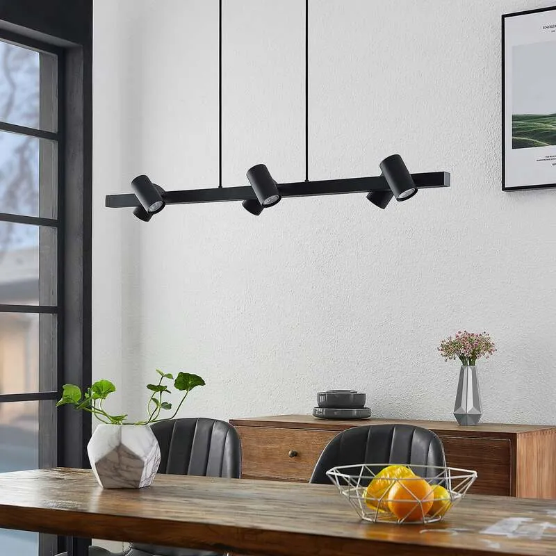 B-Ware Lindby Hängeleuchte Savoli LED Pendelleuchte dimmbar schwarz 116cm 6-flg. Lampe