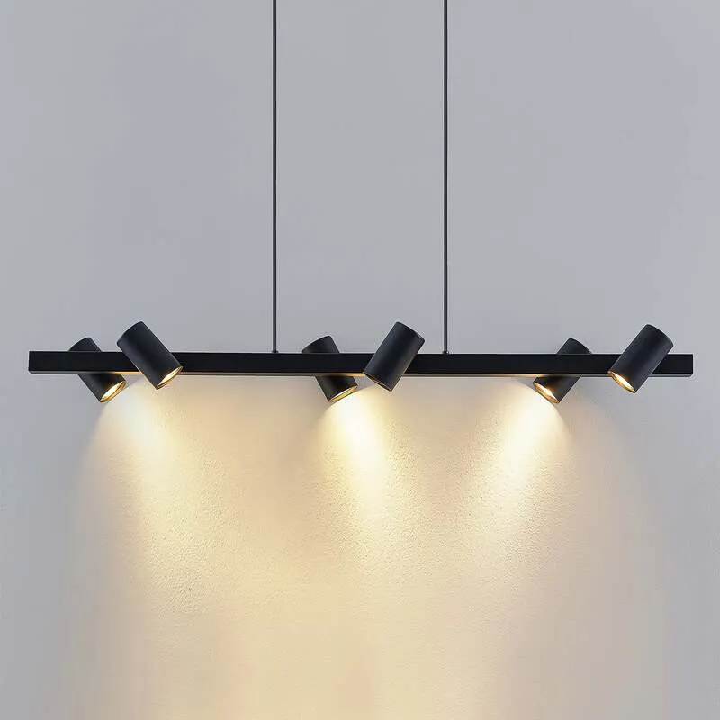 B-Ware Lindby Hängeleuchte Savoli LED Pendelleuchte dimmbar schwarz 116cm 6-flg. Lampe