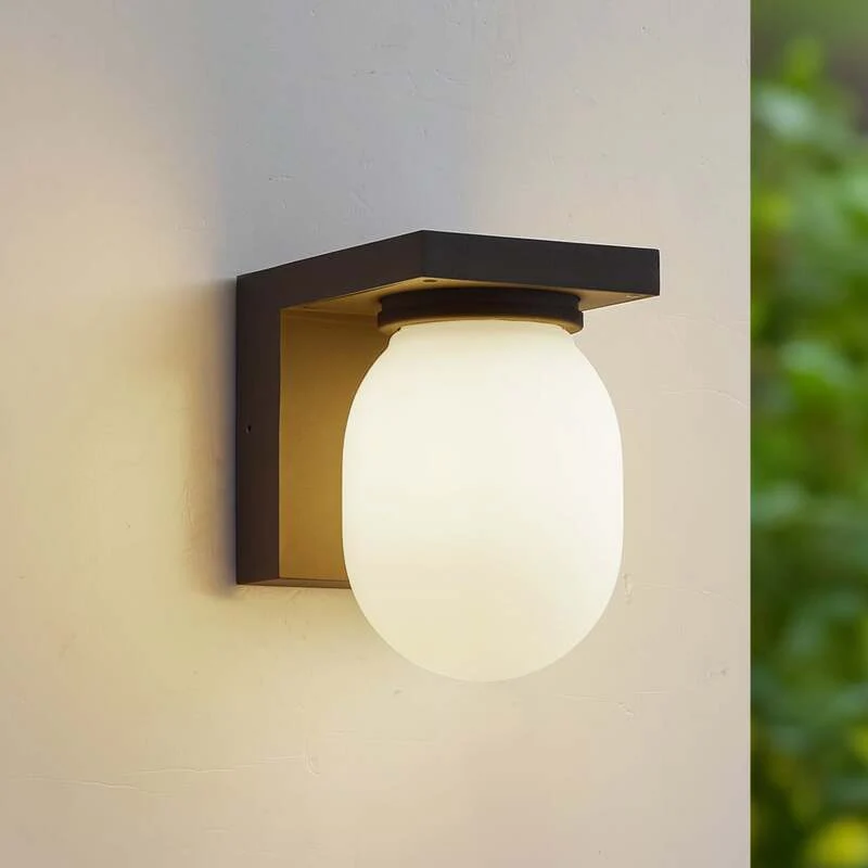 B-Ware Lucande Außenwandleuchte Wandlampe Ovaali Glas dunkelgrau IP65 Außenlampe