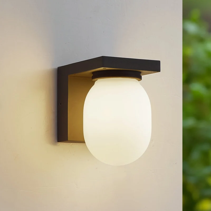 B-Ware Lucande Außenwandleuchte Wandlampe Ovaali Glas dunkelgrau IP65 Außenlampe