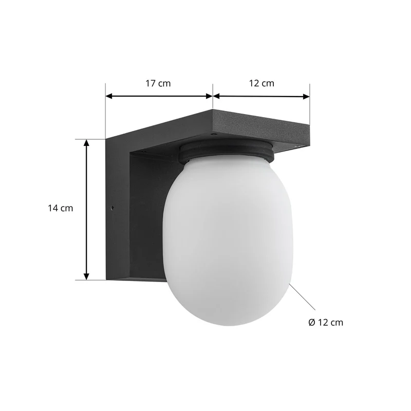 B-Ware Lucande Außenwandleuchte Wandlampe Ovaali Glas dunkelgrau IP65 Außenlampe