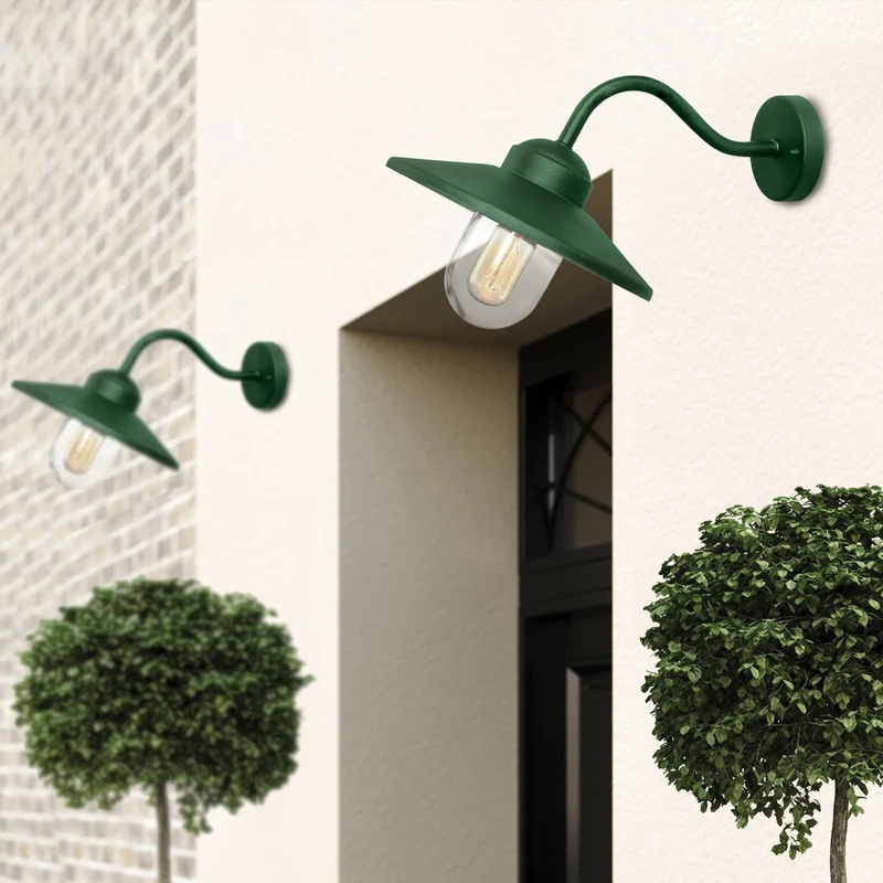 B-Ware Elstead Außenwandleuchte Laterne Klampenborg Edelstahl dunkelgrün Außenlampe