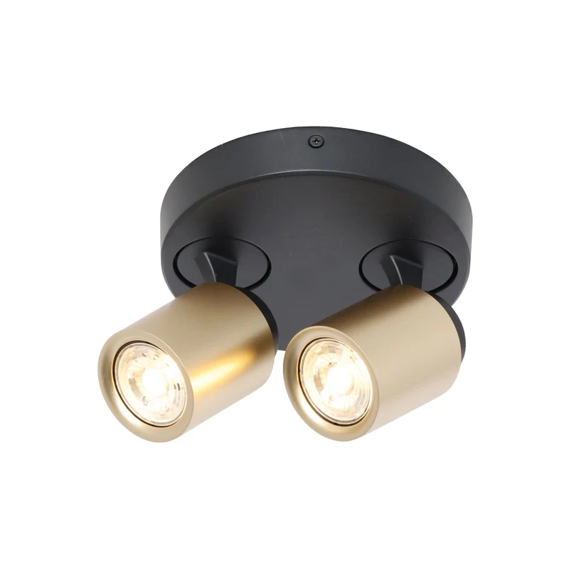B-Ware Freelight Deckenstrahler Spot Razza schwarz gold Metall 2 flammig Lampenfassung
