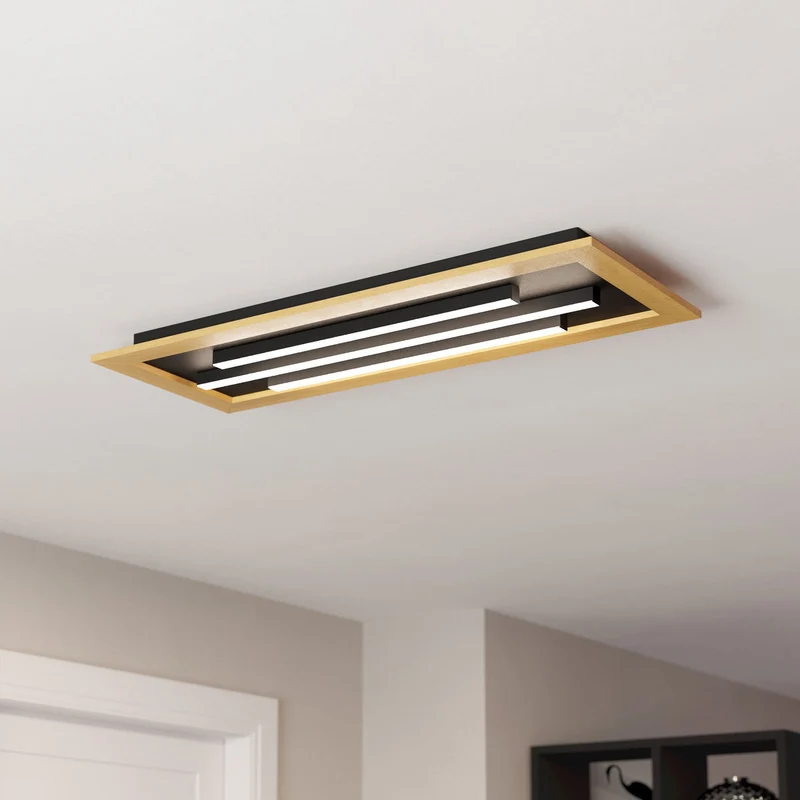 B-Ware Deckenleuchte Lampe LED Eglo Tirrenara Fernbedienung Schwarz Holz Dimmbar