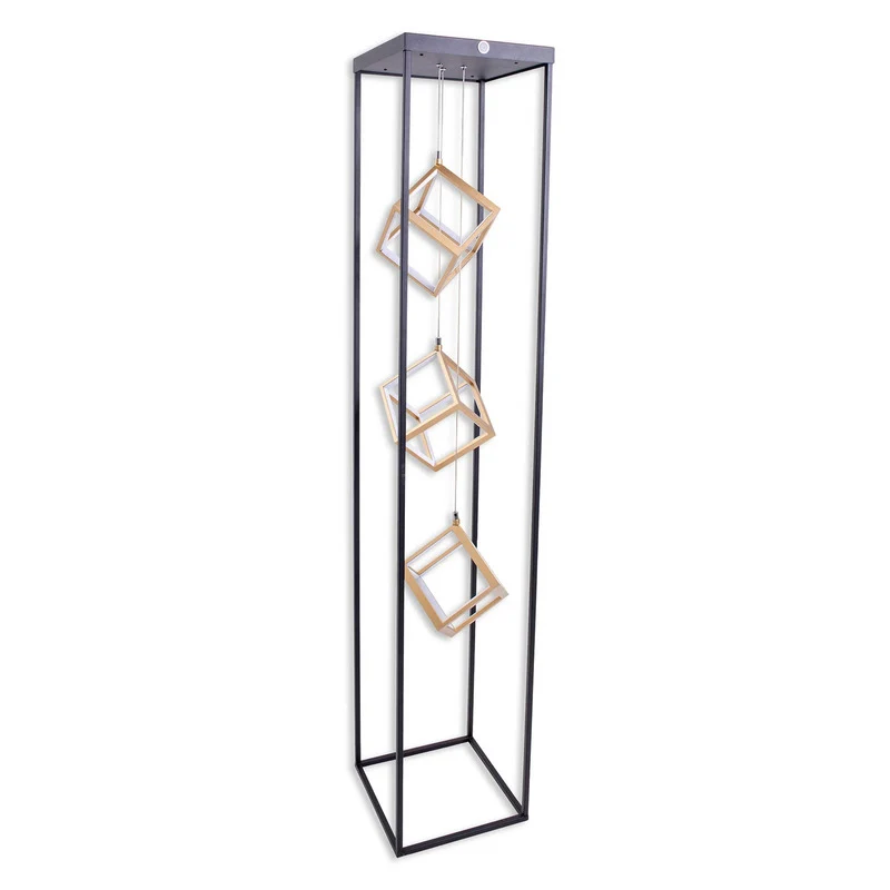 B-Ware Näve Stehleuchte Tripolis LED dimmbar 3-flg schwarz-gold 140cm Leuchte Lampe