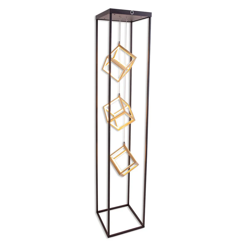 B-Ware Näve Stehleuchte Tripolis LED dimmbar 3-flg schwarz-gold 140cm Leuchte Lampe