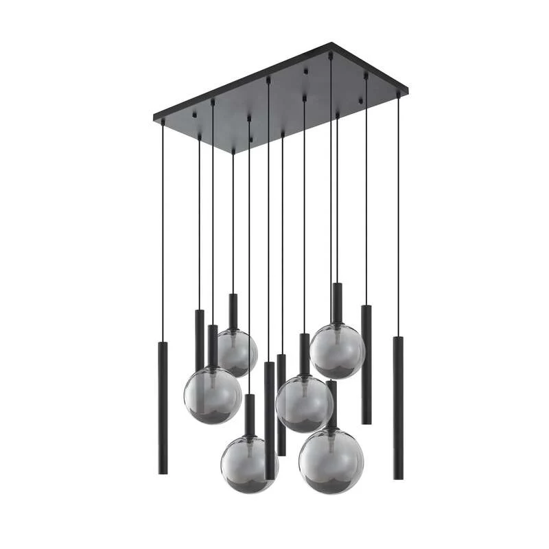 B-Ware Lucande Hängeleuchte Lumavia 12-flg LED Pendelleuchte dimmbar schwarz klar
