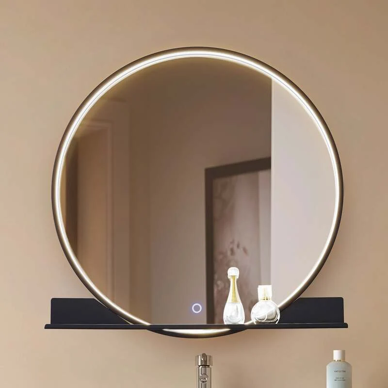 B-Ware Lucande LED Spiegel Miren CCT Ablage schwarz Aluminium 60cm IP44 Badezimmerlampe