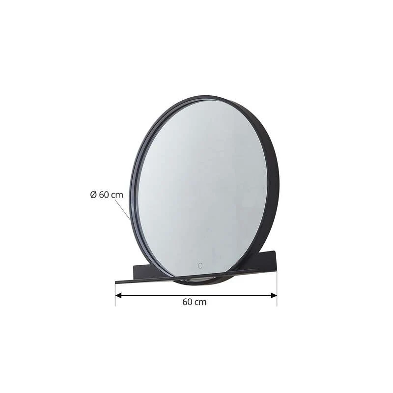 B-Ware Lucande LED Spiegel Miren CCT Ablage schwarz Aluminium 60cm IP44 Badezimmerlampe