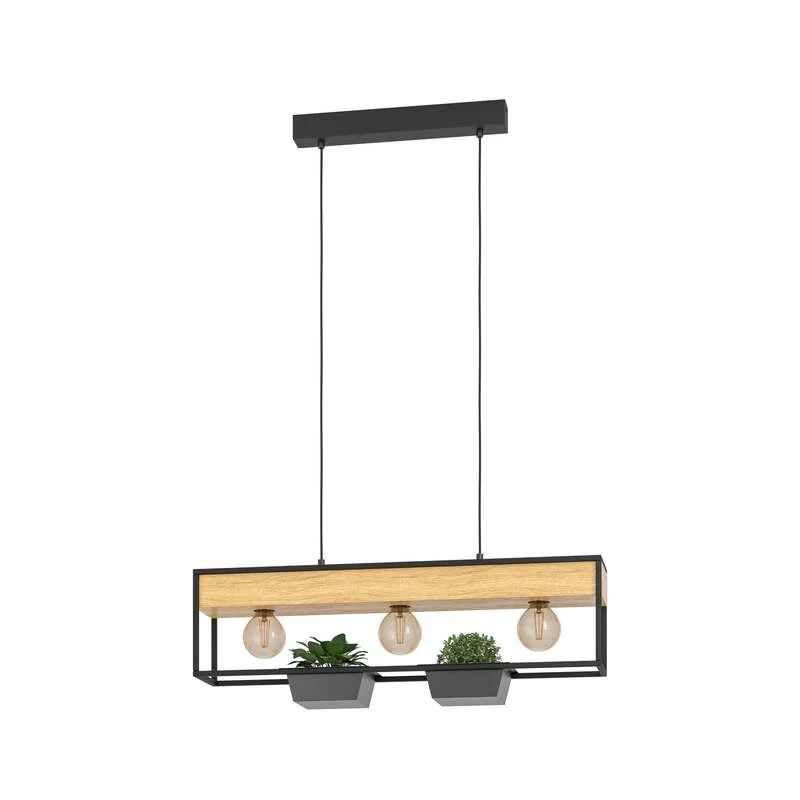 B-Ware Eglo Hängelampe Hängeleuchte Libertad 1 LED Pendelleuchte dimmbar schwarz/holz