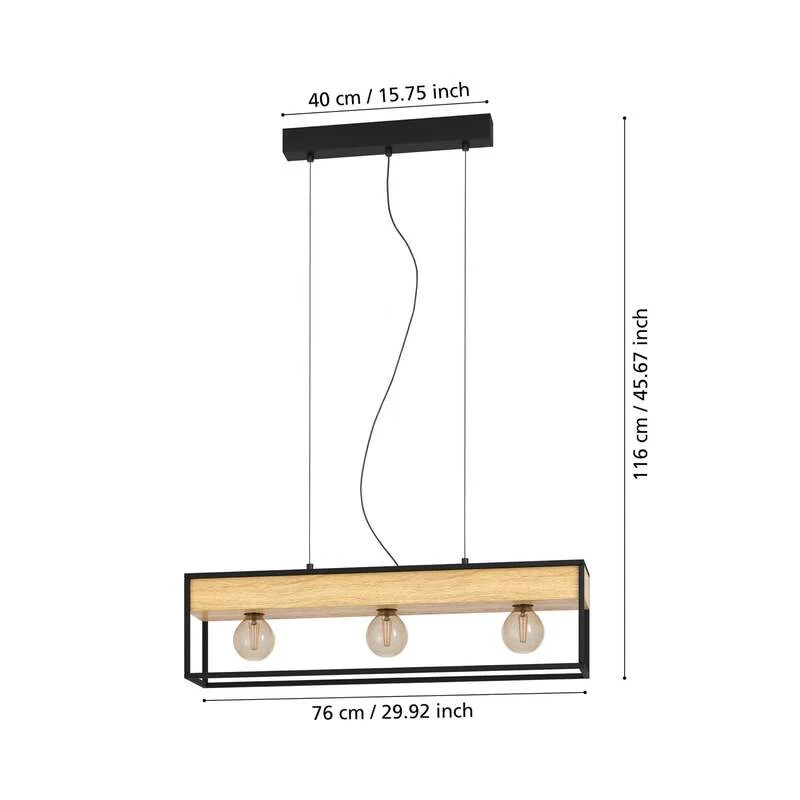 B-Ware Eglo Hängelampe Hängeleuchte Libertad 1 LED Pendelleuchte dimmbar schwarz/holz
