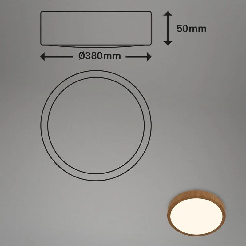 B-Ware Briloner Deckenlampe Runa Wood LED Leuchte Lampe Holzoptik warmweiß Ø38cm