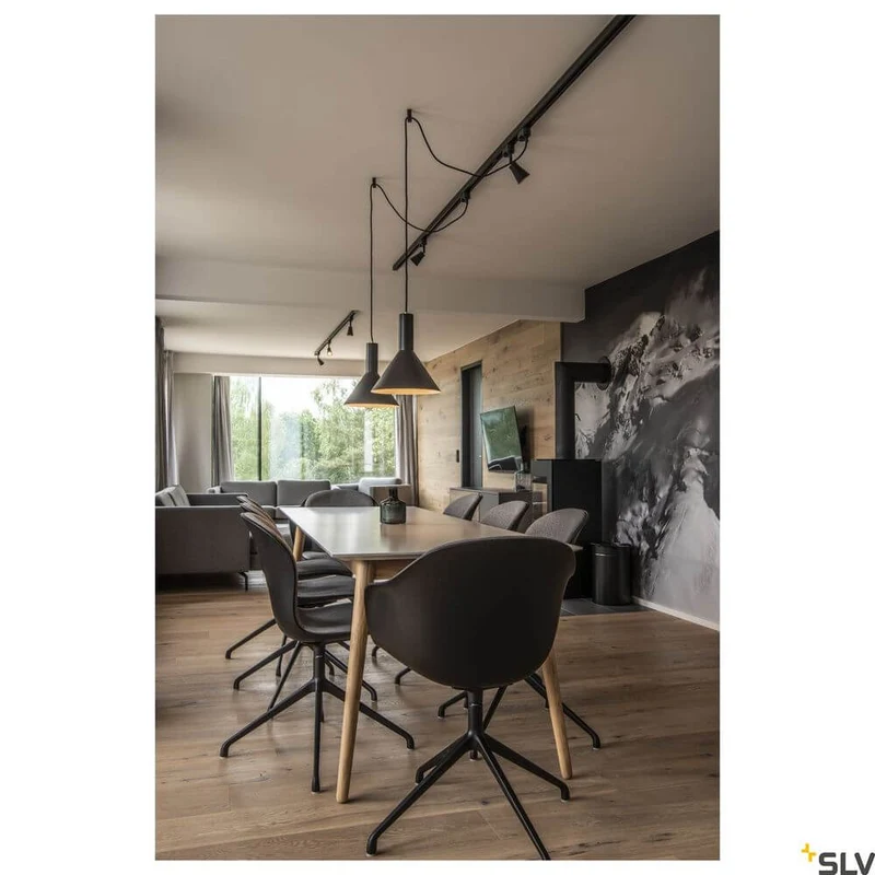 Phelia 275 E27 Pendellampe Schwarz, Gold