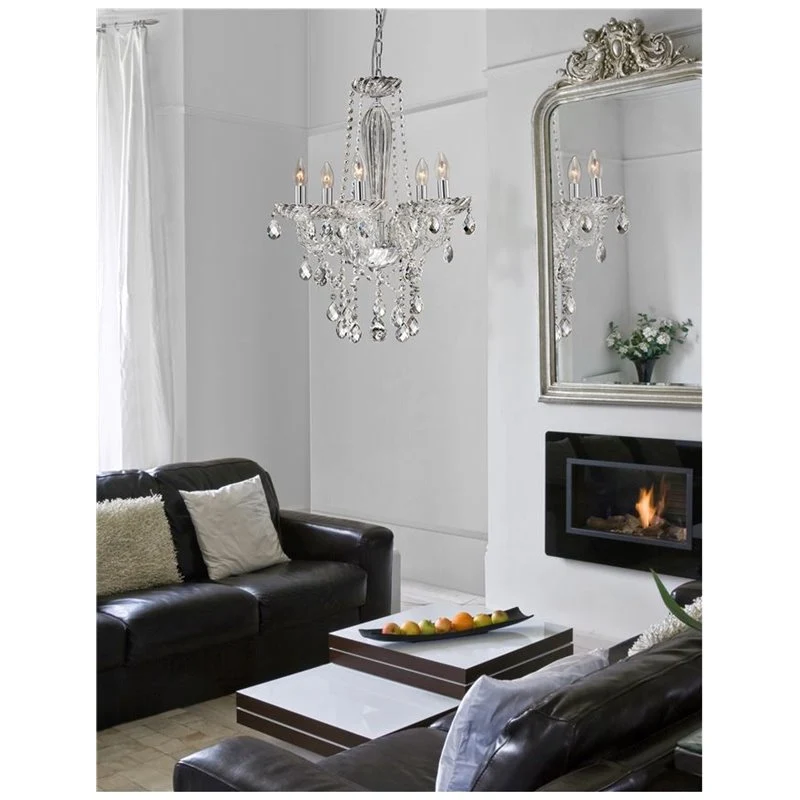 B-Ware NOVA LUCE Pendelleuchte Kronleuchter MOZART Chrom Glas Kristall E14 LED Ø 58 cm
