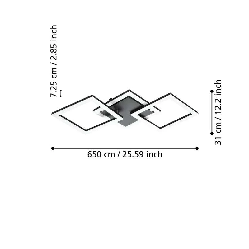 B-Ware Eglo Deckenlampe Paranday-Z LED Lampe dimmbar schwarz weiß 3-flg 65cm 4000lm