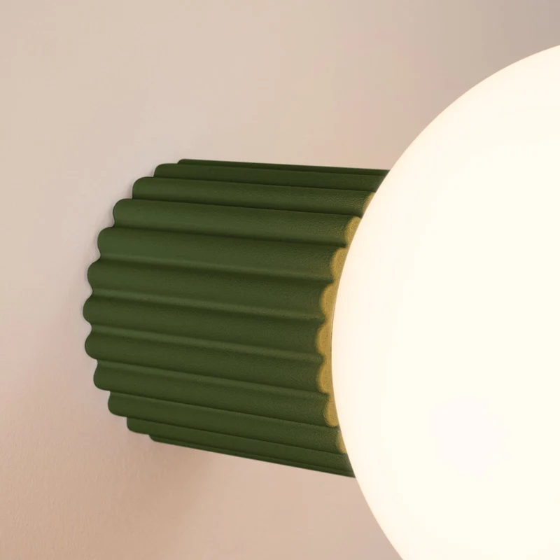 B-Ware Wandleuchte Wandlampe ORBI Olivgrün Glas Aluminium Badezimmer Leuchte IP44