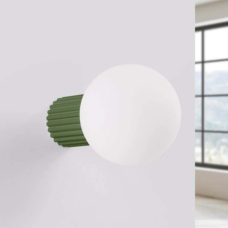 B-Ware Wandleuchte Wandlampe ORBI Olivgrün Glas Aluminium Badezimmer Leuchte IP44