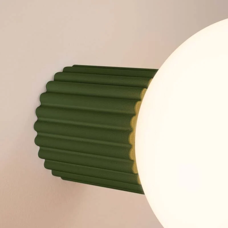 B-Ware Wandleuchte Wandlampe ORBI Olivgrün Glas Aluminium Badezimmer Leuchte IP44