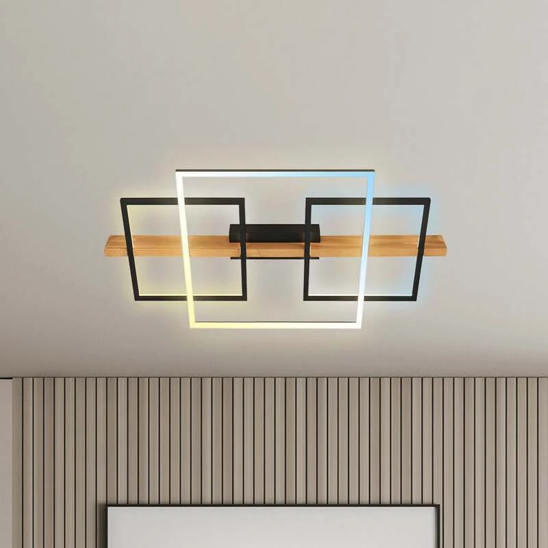 B-Ware briloner Deckenleuchte Lampe LED Cadre Holz Schwarz Memoryfunktion Nachtlicht